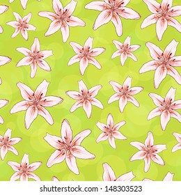 seamless background with lilies, vector illustration, eps10
