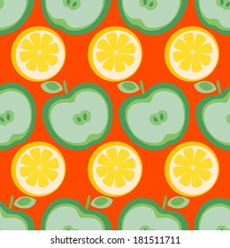 seamless background with limon and apple
