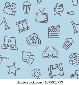 Seamless background of linear movie characters. Vector pattern