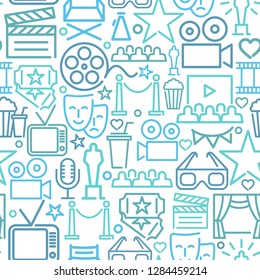 Seamless background of linear movie characters. Vector pattern