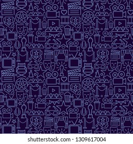 Seamless background of linear movie characters. Vector pattern