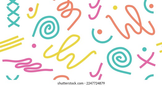 nahtloser Hintergrund von Linien, Punkten, Formen. abstrakter Kreis, doodle in minimalistischem Stil. Vorlage für Druck, Banner, Poster, Web, Design. Kunst, Vektorgrafiken.