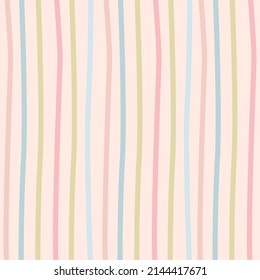 Seamless background. Lines.
Wallpaper. Stripes are vertical. Pastel shades. For fabric, clothing, notebook cover, notepad. Simple design. Minimalism. Hand drawn vector.