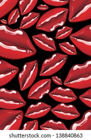 Seamless background with lips.