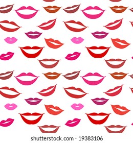 Seamless background lips, smiles