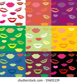 Seamless background lips, smiles