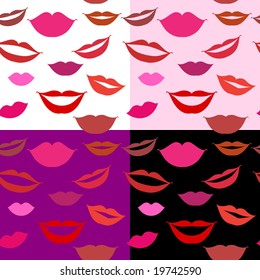 Seamless background lips, smiles