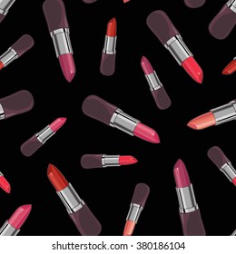 Seamless background with lipsticks
