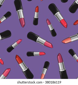 Seamless background with lipsticks