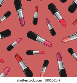 Seamless background with lipsticks