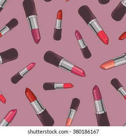 Seamless background with lipsticks