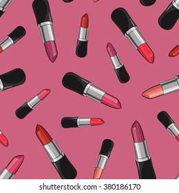 Seamless background with lipsticks