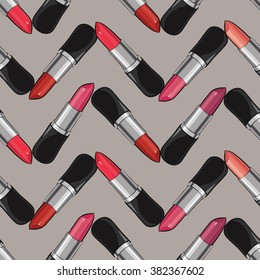Seamless background with lipsticks