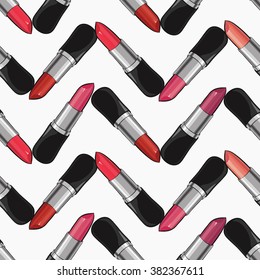 Seamless background with lipsticks