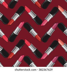 Seamless background with lipsticks