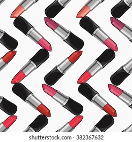Seamless background with lipsticks