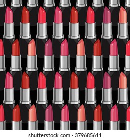Seamless background with lipsticks, vector