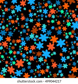 Seamless background with little colored flowers. Vector
