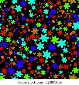 Seamless background with little colored flowers. Vector