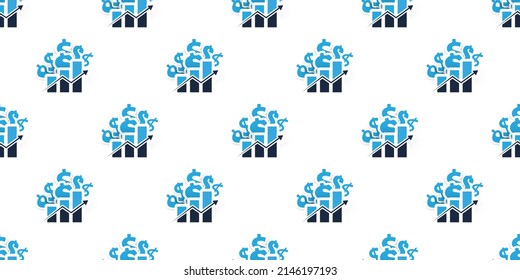 Fondo inexorable con muchos papeles azules Cortar carteles en dólares 3D en gráficos que muestran un creciente diseño de conceptos de tendencia-negocio, aplicables a folletos, presentaciones, afiches y páginas de aterrizaje para sitios web