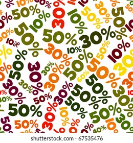 Seamless background with lots of discounts on white