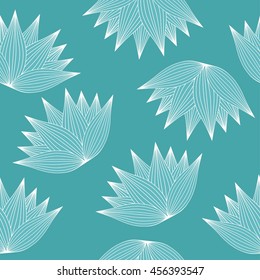 seamless background of lotus flowers linear design