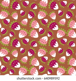 Fondo inmaculado de un adorable patrón de fresa dulce en chocolate