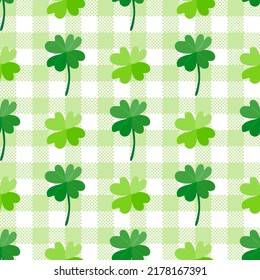 Seamless background with lucky clover leaf pattern. Wrapping paper pattern.