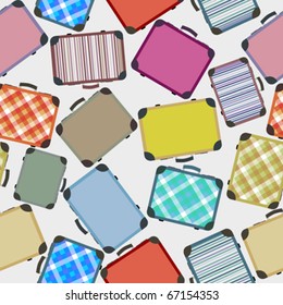 Seamless background with luggages/suitcases in colors