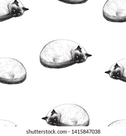Seamless background of lying siamese cat