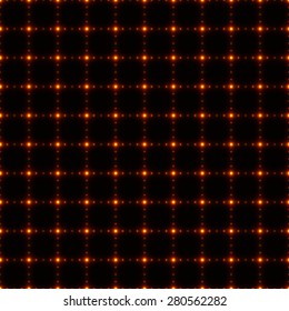 Seamless background made by net or grid with gold dots on black background
