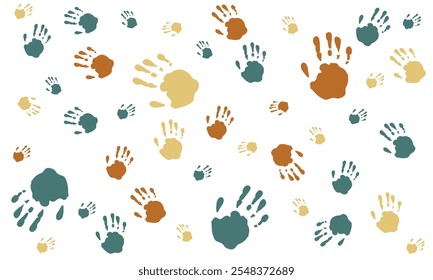 Seamless background made from color handprints. Multicolor pattern for your design.
