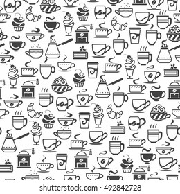 seamless background made of cup icons, vector