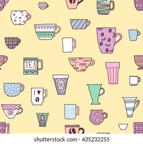 seamless background made of a lot of cups
