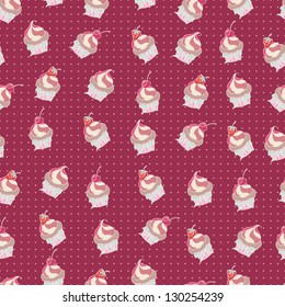 Seamless background made of cute cupcakes.
