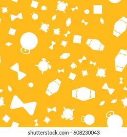 A seamless background made from different types of clockat the yellow background
