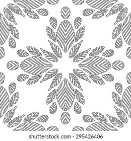 Seamless background made of exotic pattern in black and white colors