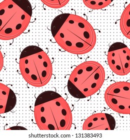 Seamless background made of red ladybugs.