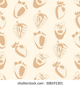 Seamless background made of strawberry in linear style