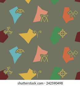 seamless background with magical symbols of the Elves of Fyn for your design (conflict, Veldor, truth, protection, sight, healing, home, wish) 
