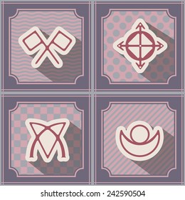 seamless background with magical symbols of the Elves of Fyn for your design (conflict, Veldor, truth, protection, sight, healing, home, wish) 