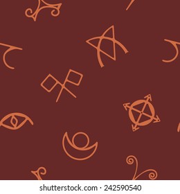 seamless background with magical symbols of the Elves of Fyn for your design (conflict, Veldor, truth, protection, sight, healing, home, wish) 