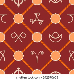 seamless background with magical symbols of the Elves of Fyn for your design (conflict, Veldor, truth, protection, sight, healing, home, wish) 