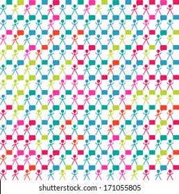 Seamless background with man, people, crowd symbol