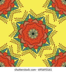 Seamless background with mandala. Snowflakes pattern.Kaleidoscope