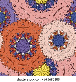 Seamless background with mandala. Snowflakes pattern.Kaleidoscope