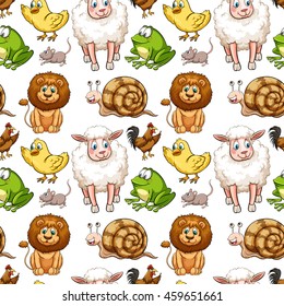 Seamless background with many animals illustration
