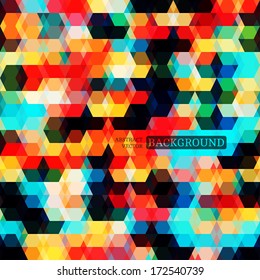 Seamless background with many colored geometric shapes