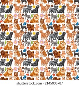 Seamless background with many dogs illustration