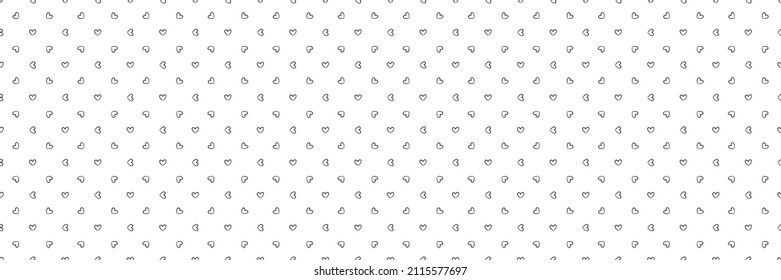 Seamless background with many hearts. Texture for banner, flyer or poster. Valentine's day. Black and white illustration